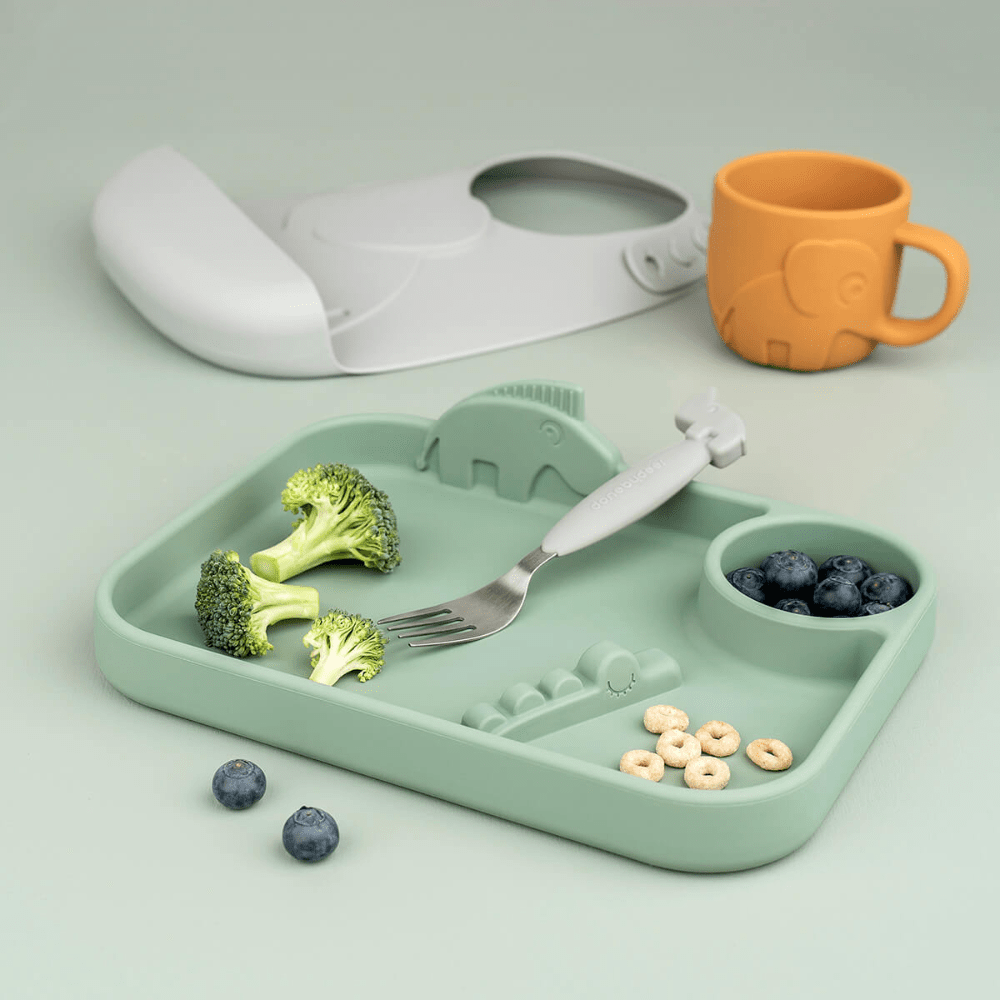 Plato con compartimientos Peekaboo Deer Friends Verde