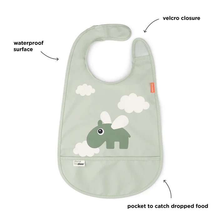 Babero con velcro Happy Clouds Verde