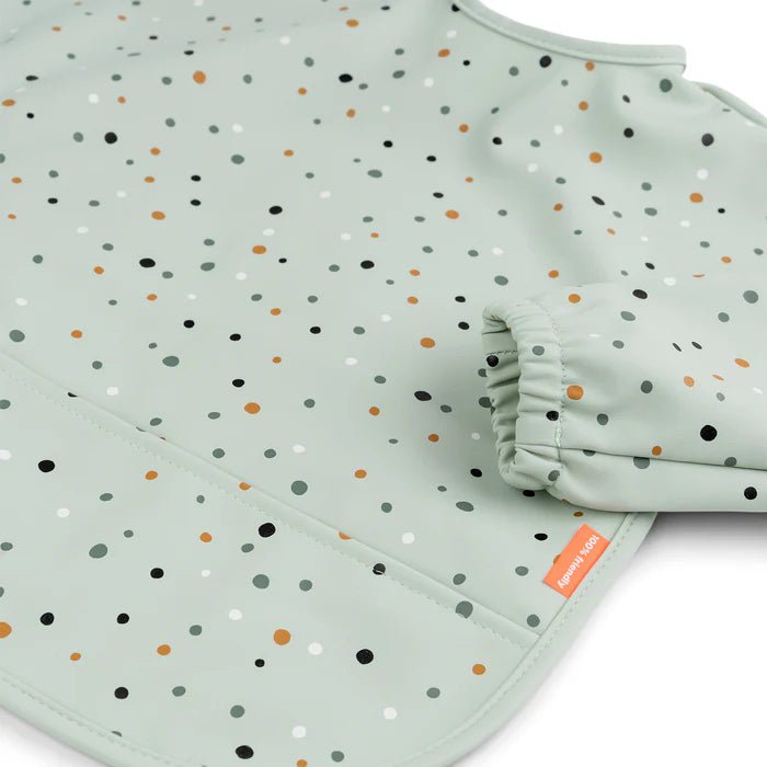 Babero grande con mangas y bolsillo Happy Dots verde 6-18 meses