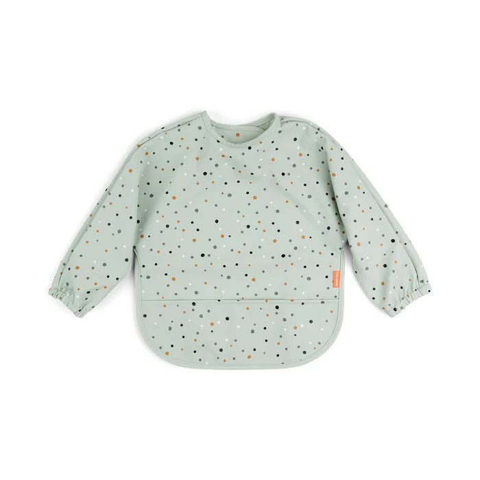 Babero grande con mangas y bolsillo Happy Dots verde 6-18 meses