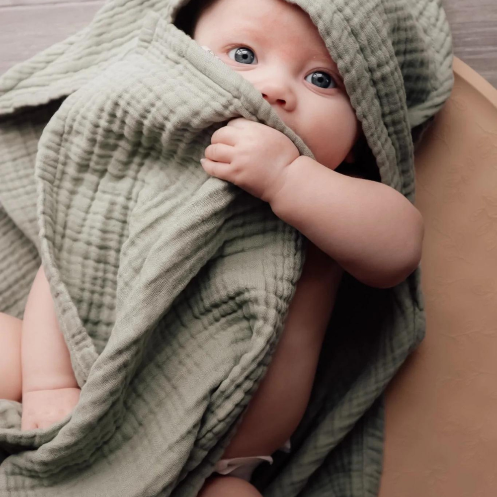 Toalla muselina para bebé, verde - Fashion Toys